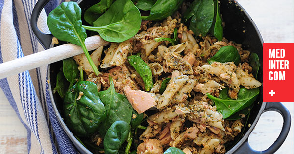 Паста с тунцом, оливками и артишоками